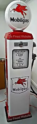 New Mobilgas  Gas Pump Reproduction Replica Retro Mobil White & Red - Free Ship* • $1239