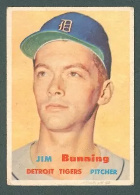 1957 Topps #338 Jim Bunning HOF Rookie Mid # VG • $74.99