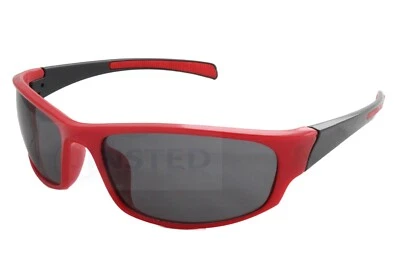 Red Running Cycling Sunglasses Black Tinted Lens Wrap Around Sports Frame AS028 • £6.99