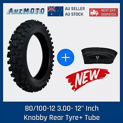 80/100-12 3.00- 12  Inch Rear Knobby Tyre Tire + Tube PIT PRO Trail Dirt Bike • $44.06