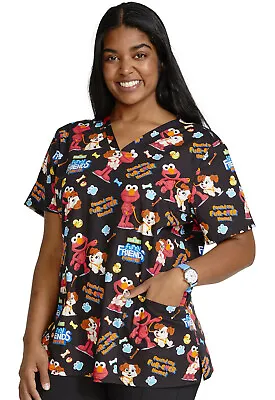 Elmo Cherokee Scrubs Tooniforms Sesame Street V Neck Top TF738 SWVM • $34.98