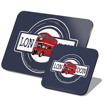 1 Placemat & 1 Coaster Set London Bus England UK Travel Landmarks #57786 • £14.99