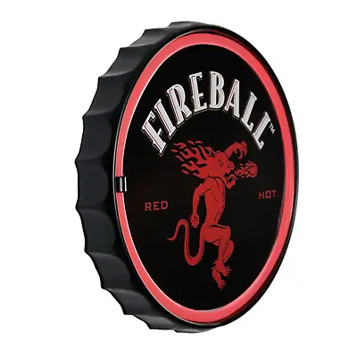 Fireball Red Hot Neon LED Light Rope Sign Bottle Cap Shaped Bar Man Cave Decor • $46.99