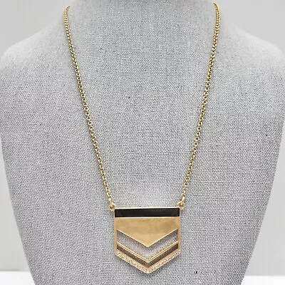 J. Crew Necklace Boho Stacked Arrow Pendant Antiqued Gold Tone Black Enamel 18  • $12.99