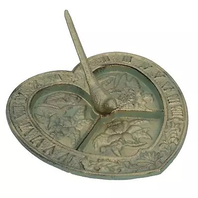 Bird Heart Sundial Ornament Cast Iron Garden Yard Feature Statue Clock Metal • £23.79