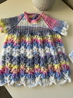 Hand-knitted Multi-colour Dress And Pants (age 3-6 Months) • £15