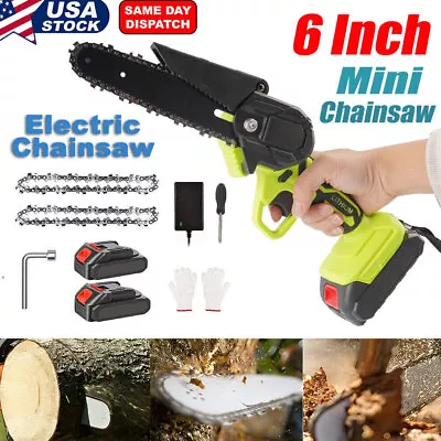 6in Mini Handheld Electric Chainsaw 6  Cordless Chain Saw Cutter Rechargeable • $31.55