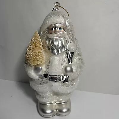 Vintage Dept. 56 Mercury Glass Santa Claus Ornament 9.5” • $28.50