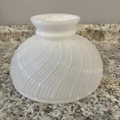 Vintage Ribbed & Swirled White Glass Kerosene Lamp Shade - 10” Fitter • $54.99