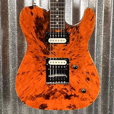 G&L USA Custom Shop ASAT HH RMC Clear Orange Burl Top Guitar & Bag #6002 Used • $2299