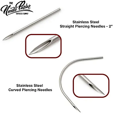 100 Pcs Stainless Steel Straight Or Curved Piercing Needles  • $14