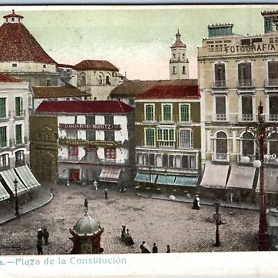 Pre-1907 Malaga Spain Plaza De La Constitución UDB PC Public Square Cerveza A77 • $15.50