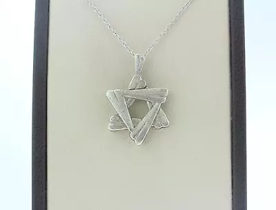 Vintage Sterling Silver 925 Textured Star Of David Pendant • $33.99