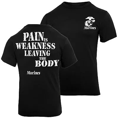 Black USMC Marines T-Shirt 'Pain Is Weakness' Mens Tee Shirt • $22.99