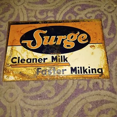 Vintage Surge Cleaner Milk Faster Milking Tin Dairy Advertising Sign • $80
