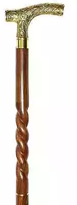 Designer Brass Victorian Handle Wooden Vintage Style Walking Stick Cane Antique • $36.09