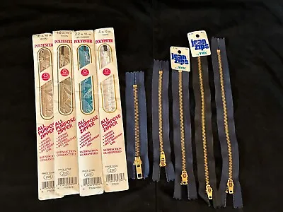 Lot Of 9 Assorted Zippers - 5 Jean And 4 Polyester- Asst. Sizes • $9