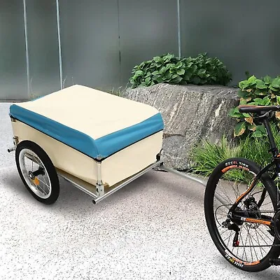 Bike Cargo Trailer W/ Universal Bicycle Coupler Foldable Bicycle Cart Wagon 50KG • $112.80