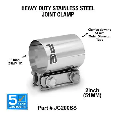 2 Inch 51mm Exhaust Joint Band Clamp 304 Stainless Steel Butt Coupler Sleeve • £15.89