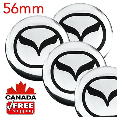 4 PACK Wheel Center Hub Cap Sticker Decals 2.2  56mm (curved) For Mazda Silver • $12.95