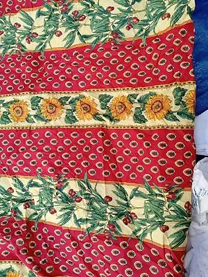 Vent Du Sud Tablecloth Yellow Burgundy SUNFLOWER Cotton France 60x103 Inch • $49.95