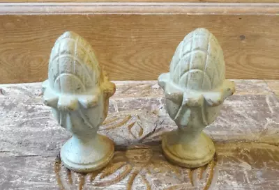 2 Antique Vtg Architectural Salvage Cast Iron Pine Cone Pineapple Finials • $42