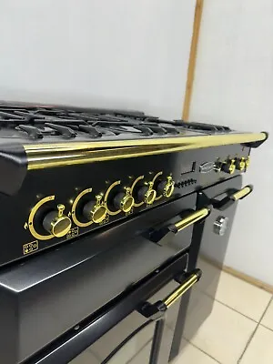 RANGEMASTER CLASSIC 90 DUAL FUEL IN BLACK AND BRASS. Ref-R36 • £1399