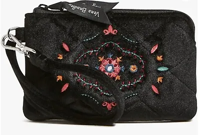 NEW Vera Bradley Clip & Zip Mini Pouch Wallet Black Velvet Winter Ornaments • $26.10