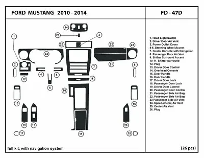 Dash Trim Kit For Ford Mustang 10 -14 With Navigation Interior Real Carbon Fiber • $225