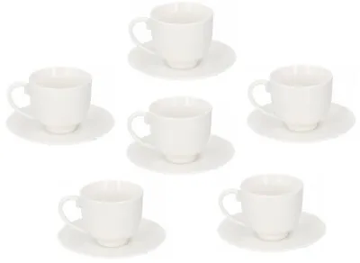 £13.49 • Buy Espresso Coffee Cup And Saucer Set Alpina White Ceramic 75ml 6 Cups 6 Saucers