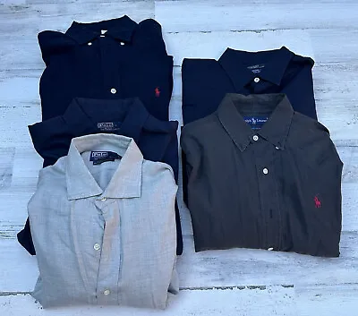 Lot Of 5 Mens Dress Shirts Cotton Button Down Polo Ralph Lauren Size Medium • $75