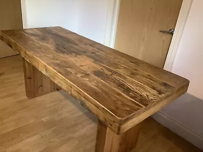 Rustic Farmhouse Solid Wood Oak Colour Handmade Dining Table • £50