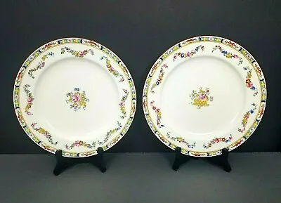 2 MINTON ROSE  Dinner Plates Flowers Swags 10 1/8  Antique Globe Stamp • $48