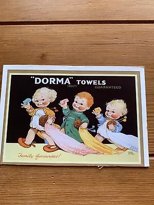 MABLE LUCIE ATTWELL POSTCARD 'DORMA TOWELS' Used. Approx 6 X4  Signed • £4