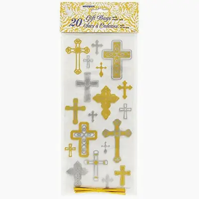 £2.99 • Buy 20 Christening / Communion / Confirmation Cello Party Bags - Gold Cross  
