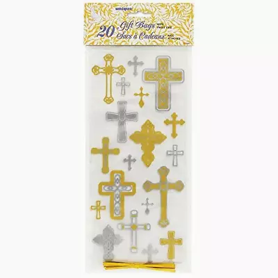 £2.99 • Buy 20 Christening / Communion / Confirmation Cello Party Bags - Gold Cross  