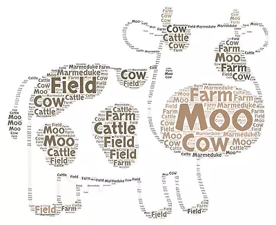 Cow ~ Personalised Word Art Keepsake Birthday Gift  • £3.99