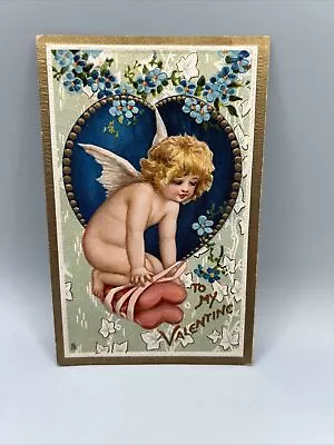 Antique Postcard To My Valentine Angel On Pillow Hearts  • $3.68