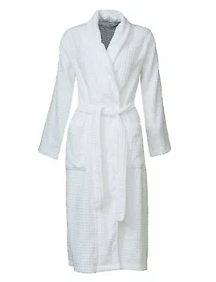 Slenderella Ladies White Cotton Velour Waffle Robe Shawl Collar Dressing Gown • £48.90