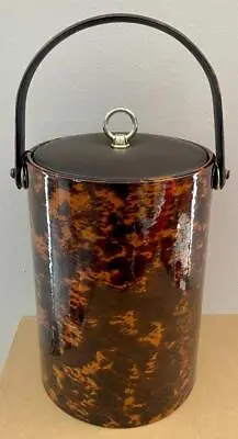 $39.99 • Buy Vintage Tall Georges Briard Ice Bucket Brown Tortoise Marbled Vinyl Barware