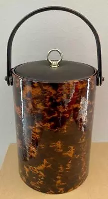 $39.99 • Buy Vintage Tall Georges Briard Ice Bucket Brown Tortoise Marbled Vinyl Barware