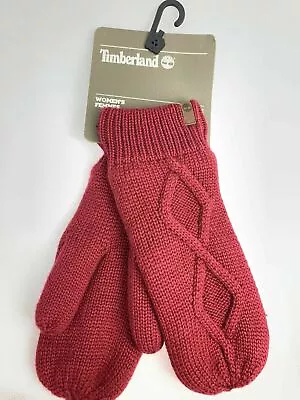 $10.94 • Buy Timberland Burgundy Women's Fleece Lined Cable Knit Mittens A1GV3-H20