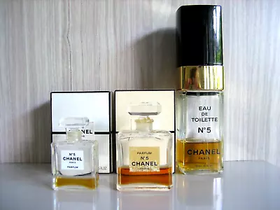 VINTAGE CHANEL No 5 PARFUM X 2 BOXED PARIS  + EDT CHANEL No 5 EAU DE TOILETTE • $125