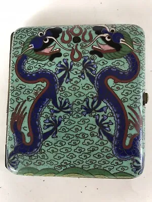 Vintage Chinese Or Japanese Cloisonné Cigarette Case With Dragons • $255