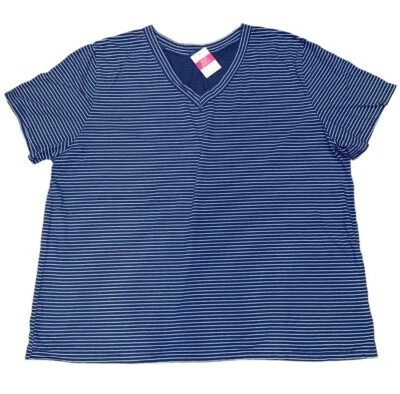 $30.80 • Buy FRESH PRODUCE 3X Moonlight PINSTRIPE $44 ALLURE Jersey Cotton V Neck Tee NWT