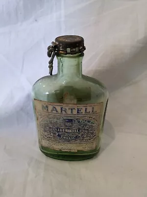 Antique J&F MARTELL Cognac Small Empty Glass Bottle 1920s Vintage Bar • £4.99