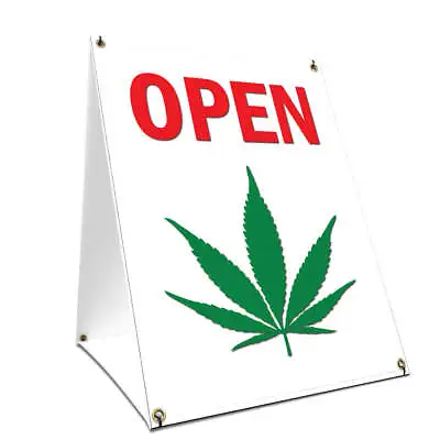 A-frame Sidewalk Cannabis Dispensary Open Sign With Graphics On Each Side • $32.98