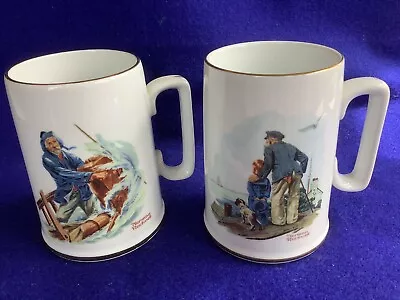 2 NORMAN ROCKWELL 8 Oz Coffee Cups/Mugs VINTAGE 1985 The Norman Rockwell Museum • $13.75