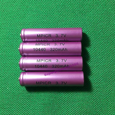 4pc ICR10440 320mAh 3.7V LiCoO2 LCO Li-ion Battery AAA Size Tip Cap Consumertype • $7.12