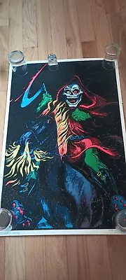 Vintage 1980 Original DEATH RIDER #933 Black Light VELVET POSTER 23 X 35  FUNKY • $100